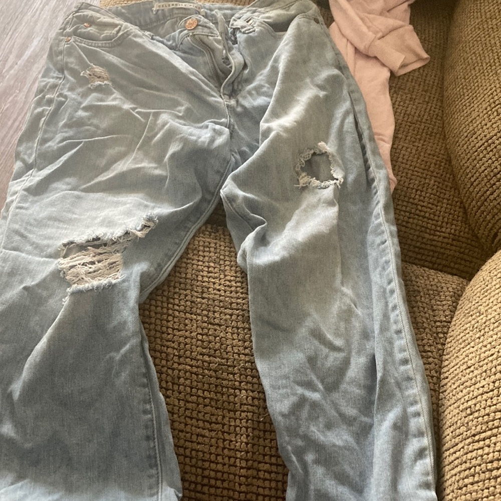 Ripped blue jeans